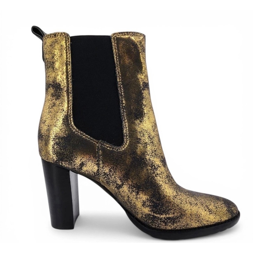 Lauren Ralph Lauren Mylah Stretch Gold Bronze Ankle Boots Womens 8B NEW